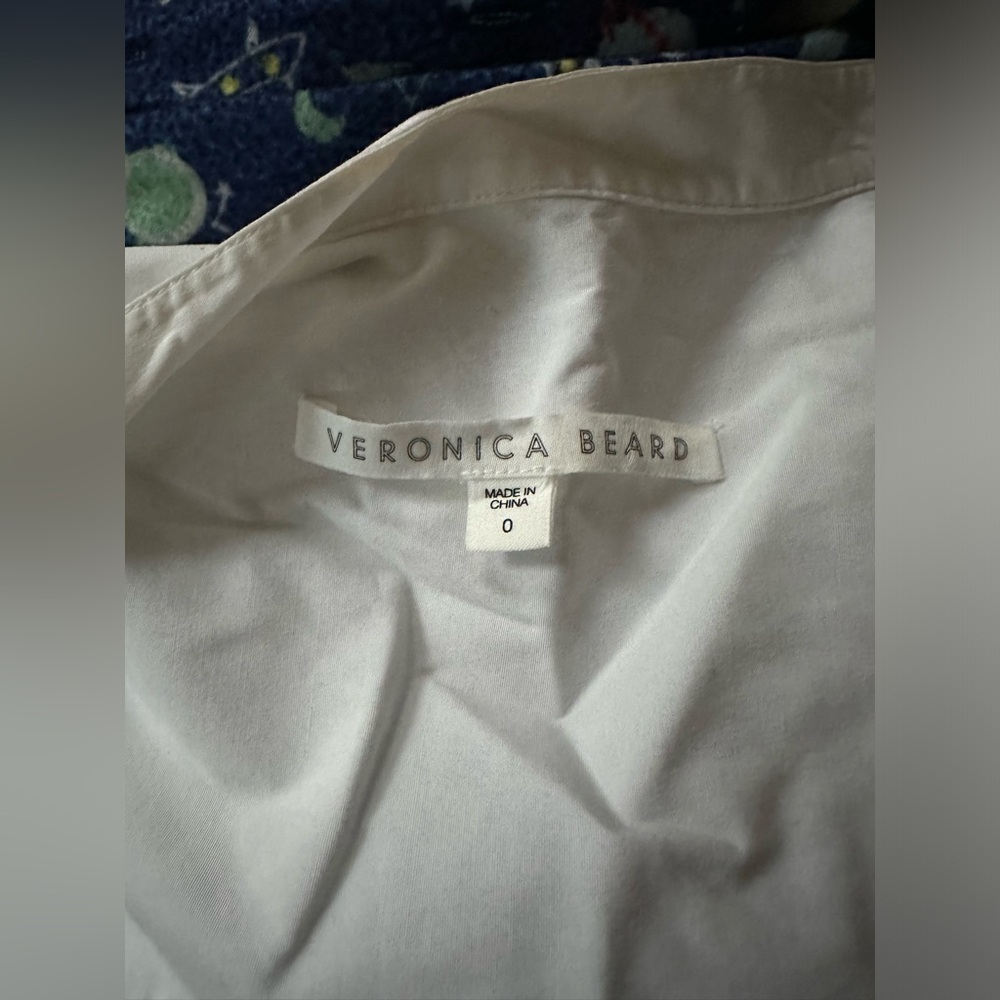 Veronica Beard White Collard Button Down Short Sl… - image 2